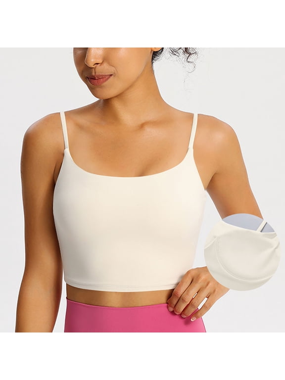 Women's Camisole Built in Bra Wireless Fabric Support Short Tank Top
