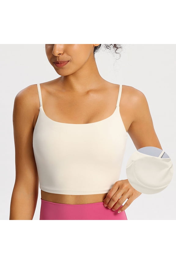 Women's Camisole Built in Bra Wireless Fabric Support Short Tank Top