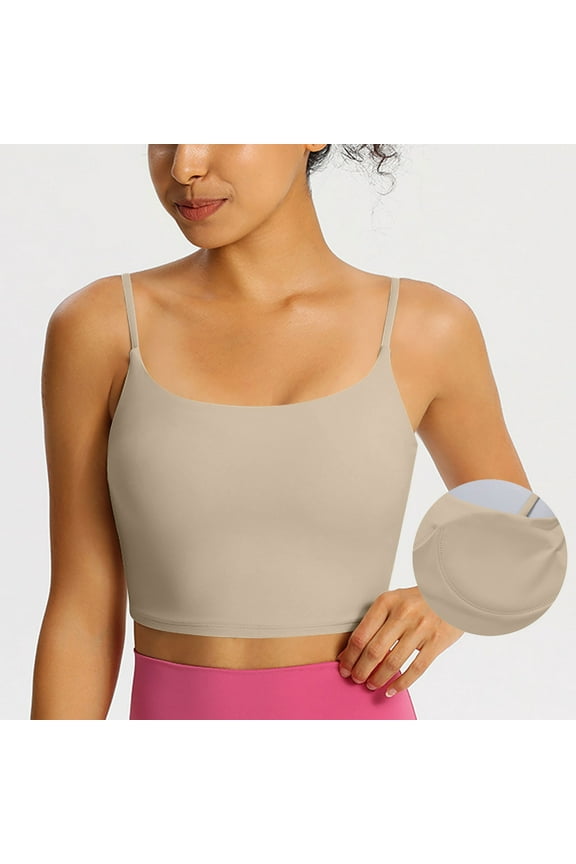 Women's Camisole Built in Bra Wireless Fabric Support Short Tank Top