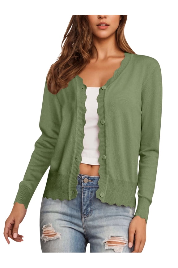 Women's Cardigans Lightweight Casual Long Sleeve Knit Button Front Cardigan Sweaters S-2XL