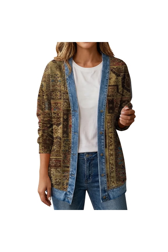 Women's Denim Cardigan Lightweight Long Sleeve Casual Open Front Button Down Cardigans