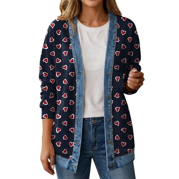 PFRNLF Women's Denim Cardigan Lightweight Long Sleeve Casual Open Front Button Down Cardigans