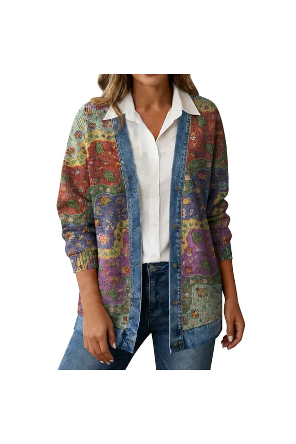 Women's Denim Cardigan Lightweight Long Sleeve Casual Open Front Button Down Cardigans