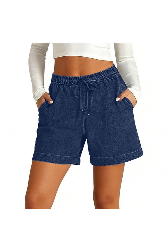 Women's Denim Shorts Summer High Waisted Drawstring Stretchy Jean Shorts