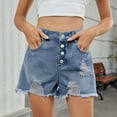 thumbnail image 1 of PFRNLF Women's Denim Shorts Summer High Waisted Ripped Raw Hem Casual Jean Shorts, 1 of 8