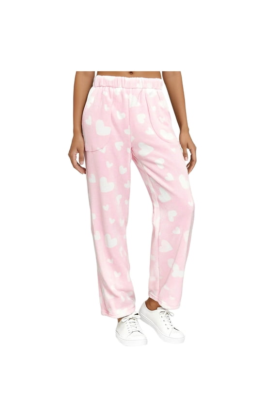 Women's Fuzzy Pajama Pants Comfy Warm Fleece Pajamas Lounge Long Sleepwear Home Pants with Pockets