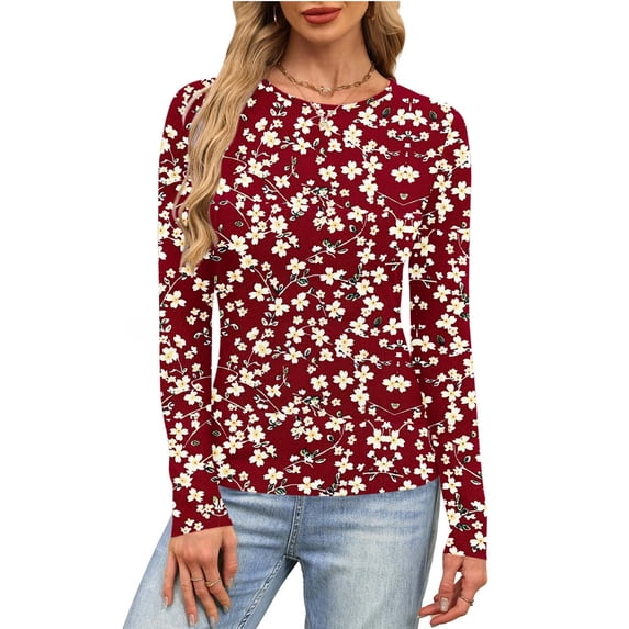 PFRNLF Women's Ribbed Shirts,Crewneck Long Sleeve Tops Slim Fitted Undershirts Casual Basic Layering Tees