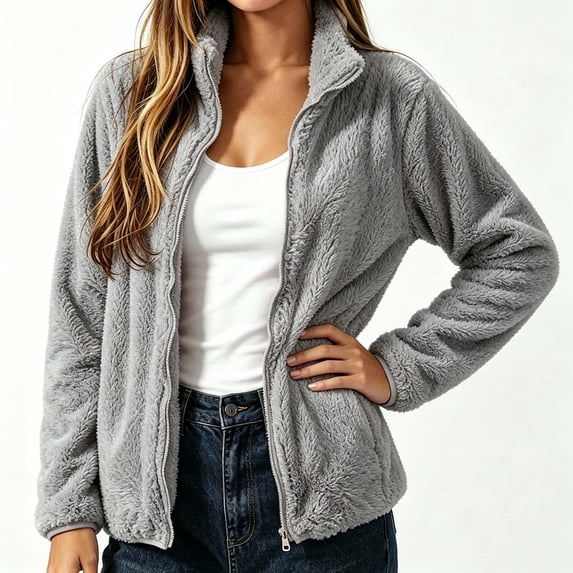 PFRNLF Women's Sherpa Fleece Jackets Winter Soft Plush Coats Full Zip Fuzzy Jacket