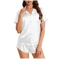 thumbnail image 1 of PFRNLF Women's Silk Pajamas Short Sleeve Sleepwear Soft Button Down Loungewear 42 Piece Satin Pjs Shorts Set, 1 of 8