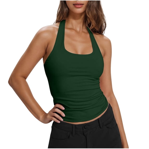 PFRNLF Women's Tank Top Summer Fitted Basic Camisole Trendy Workout Halter Backless Tank Tops