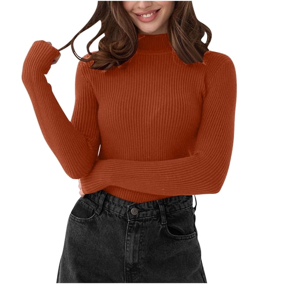 PFRNLF Women's Turtleneck Sweaters Long Sleeve Stretch Ribbed Tops Fitted Casual Basic Knit Sweater