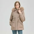 thumbnail image 1 of PFRNLF Winter Coats for Women Thicken Fleece Outerwear Windproof Warm Puffer Jacket with Faux Fur Hood, 1 of 8