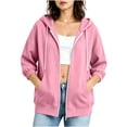 thumbnail image 1 of PFRNLF Women's Zip Up Hoodies Lightweight Soft Casual 3/4 Sleeve Full Zip Sweatshirt Jacket with Pockets, 1 of 7