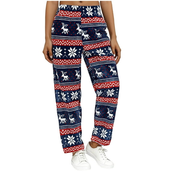 PFRNLF Womens Christmas Fuzzy Pajama Pants Soft PJ Bottoms with Pockets Cozy Fleece Lounge Sleepwear Pants