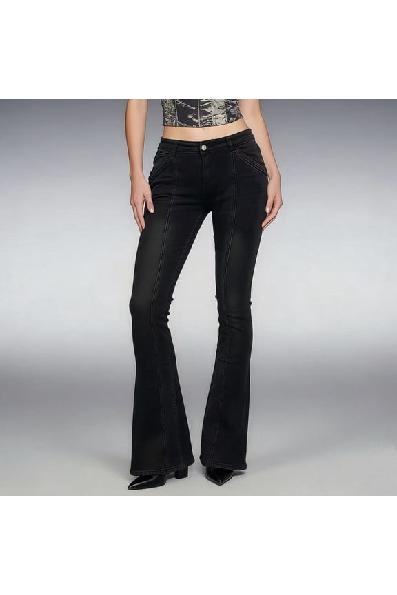 Womens Flare Jeans High Waisted Wide Leg Baggy Jean for Women Stretch Denim Pants