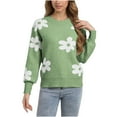 thumbnail image 1 of PFRNLF Womens Floral Sweaters Fall Winter Crew Neck Long Sleeve Loose Knit Pullover Sweater Tops, 1 of 5