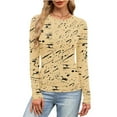 thumbnail image 1 of PFRNLF Womens Long Sleeve Shirts Crew Neck Ribbed Knit Fitted Casual Tops Slim Basic Tee, 1 of 6