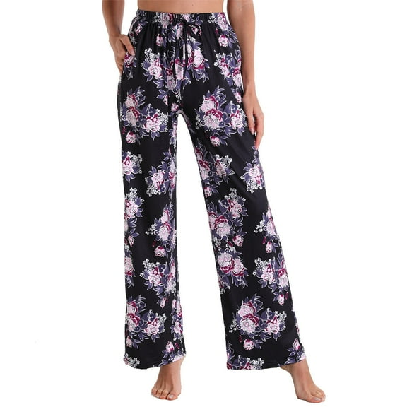 PFRNLF Womens Lounge Pants Wide Leg Yoga Pants Soft Pajama Bottoms Drawstring Casual PJ Sleepwear