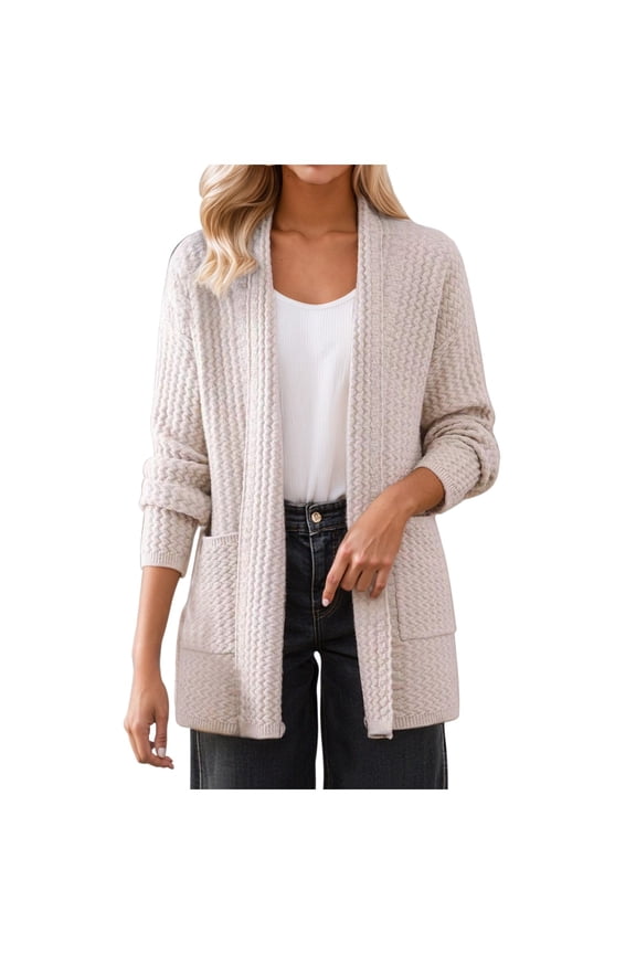 Womens Open Front Cardigan Sweaters Fall Button Down Cable Knit Chunky Winter Outerwear Coats