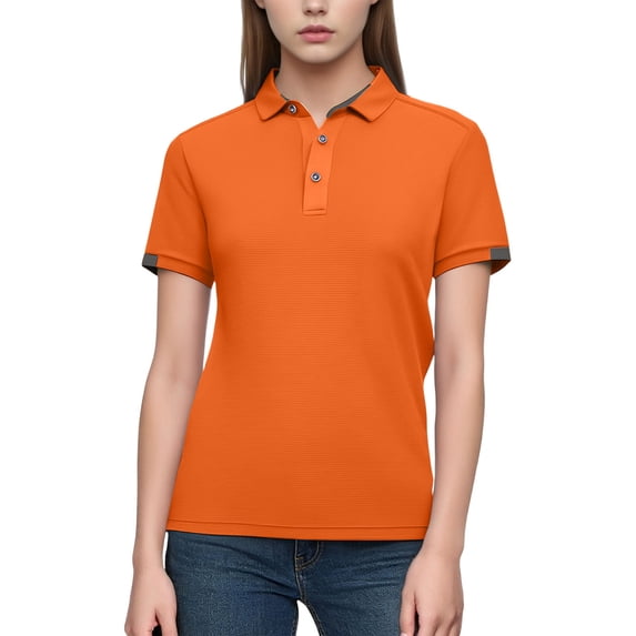 PFRNLF Womens Polo Shirts Short Sleeve Button Lapel Collared Summer Tops Business Casual Basic Tees