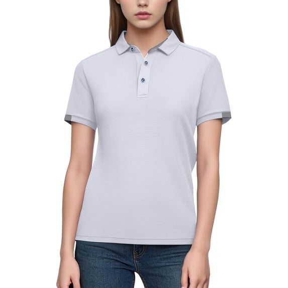 PFRNLF Womens Polo Shirts Short Sleeve Button Lapel Collared Summer Tops Business Casual Basic Tees
