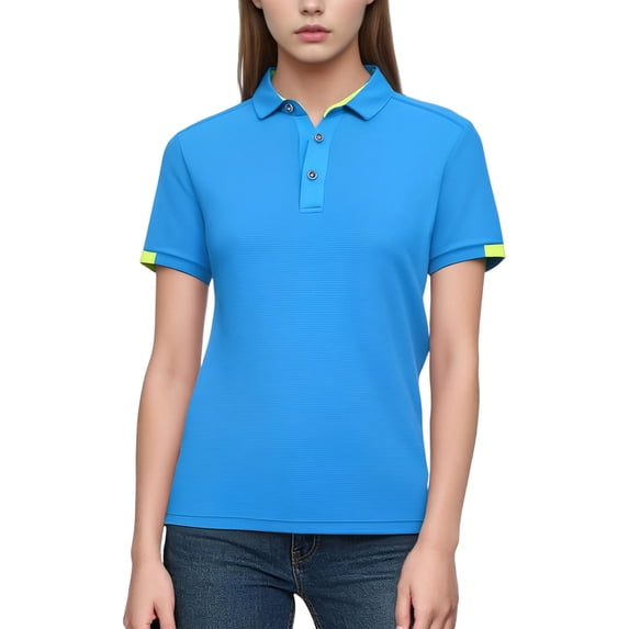 PFRNLF Womens Polo Shirts Short Sleeve Button Lapel Collared Summer Tops Business Casual Basic Tees