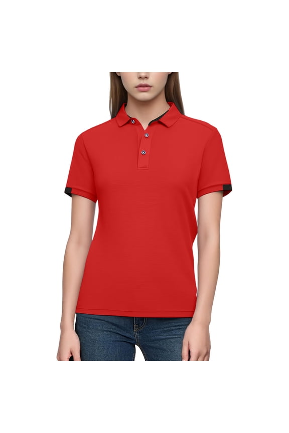 Womens Polo Shirts Short Sleeve Button Lapel Collared Summer Tops Business Casual Basic Tees