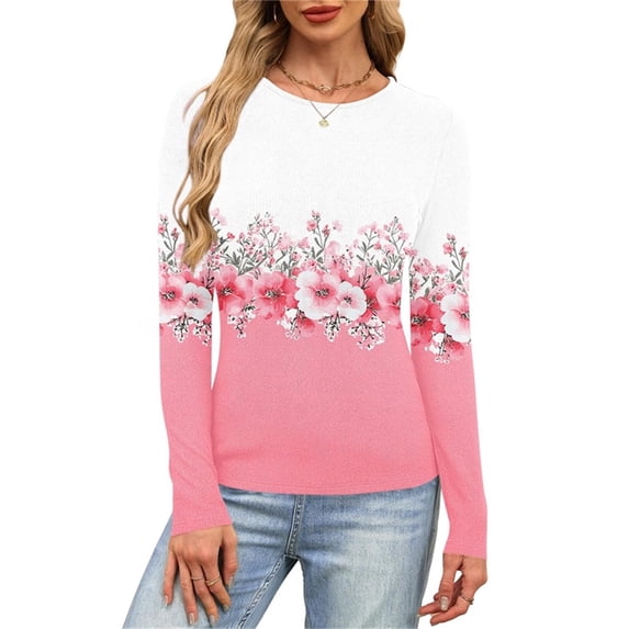 PFRNLF Womens Ribbed Long Sleeve Tops,Crew Neck Slim Fit Stretch Layering Basic T Shirts for Casual Wear