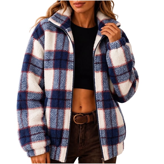 PFRNLF Womens Sherpa Jackets Winter Lightweight Soft Warm Outerwear Fuzzy Zip Up Fleece Coats with Pockets
