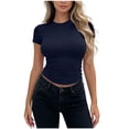 thumbnail image 1 of PFRNLF Womens Slim Fitted Tops Soft Crewneck Stretchy Short Sleeve T Shirt Summer Basic Tee, 1 of 5