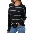 thumbnail image 1 of PFRNLF Womens Stripes Sweaters Long Sleeve Crewneck Casual Tops Lightweight Knit Pullover, 1 of 5