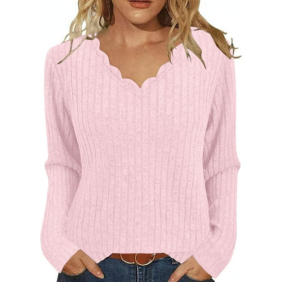 PFRNLF Sweaters for Women Long Sleeve Casual Tunic Tops V Neck Fall Fashion Basic Knit Sweater