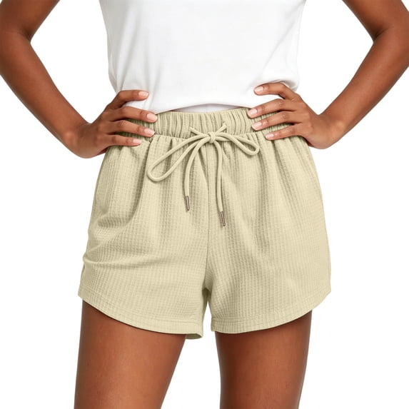 PFRNLFNo Boundaries Shorts for Women Summer Casual Elastic Waisted Drawstring Waffle Knit Shorts