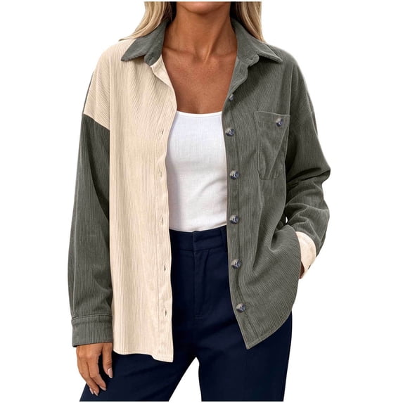 PFRNLFNo Boundaries Womens Corduroy Button Down Shirts Fall Loose Casual Long Sleeve Tops
