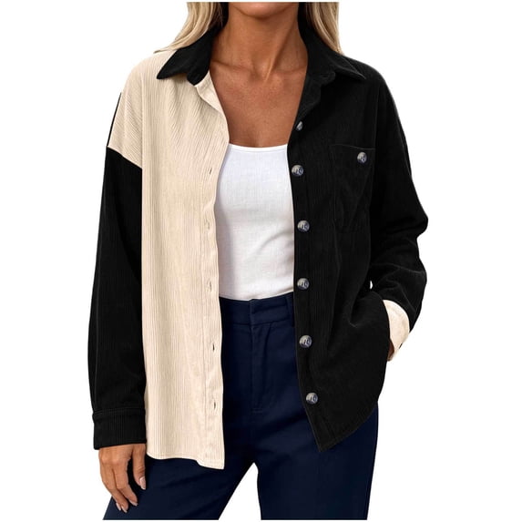 PFRNLFNo Boundaries Womens Corduroy Button Down Shirts Fall Loose Casual Long Sleeve Tops