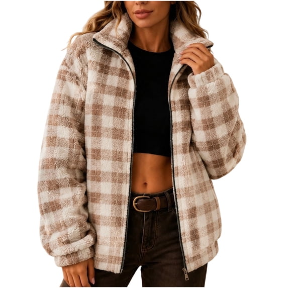 PFRNLFNo Boundaries Womens Sherpa Jackets Winter Lightweight Soft Warm Outerwear Fuzzy Zip Up Fleece Coats with Pockets