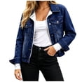 thumbnail image 1 of PFRNLFNo Boundaries Denim Jackets for Women Trendy Button Up Long Sleeve Distressed Sherpa Lining Jean Jacket, 1 of 9