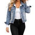 thumbnail image 1 of PFRNLFNo Boundaries Denim Jackets for Women Trendy Button Up Long Sleeve Distressed Sherpa Lining Jean Jacket, 1 of 9