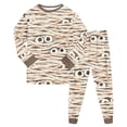 thumbnail image 1 of PFWOWB 2 Piece Kids Mummy Graphic Pajama Set with Long Sleeve Top and Printed Pants (Khaki,3-4 Years), 1 of 4
