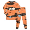 thumbnail image 1 of PFWOWB 2 Piece Kids Mummy Graphic Pajama Set with Long Sleeve Top and Printed Pants (Orange,2-3 Years), 1 of 4