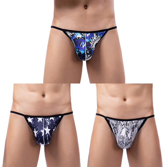 PFWOWB 3Pcs Cute Panties Male Fashion Underpants Knickers Sexy Ride Up Briefs Underwear Pant Black