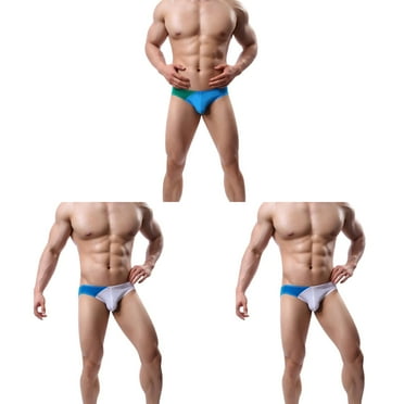 PFWOWB 3Pcs Men's Briefs Men Colorblock Fashion Ice Silk Briefs Comfortable Breathable Underwear