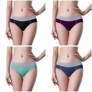 PFWOWB 4Pcs Plus Size Women's Briefs Women High Waist Cotton Knickers Ladies Panties Full Coverage Briefs Underpants Plus Size Multicolor Purple