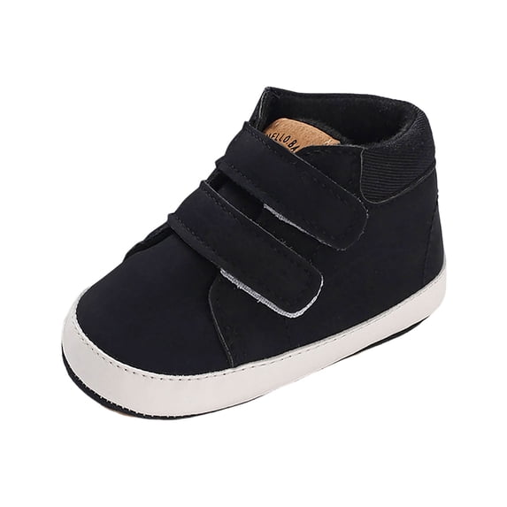 PFWOWB Baby Boys Girls High-Top Sneakers Double Hook-and-Loop First Walker Shoes with Soft Sole (Black,5.5)
