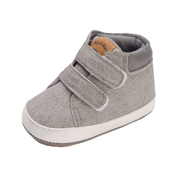 PFWOWB Baby Boys Girls High-Top Sneakers Double Hook-and-Loop First Walker Shoes with Soft Sole (Grey,5.5)