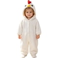 thumbnail image 1 of PFWOWB Baby Chicken Costume Hooded Jumpsuit with Fuzzy Texture and Raised Beak Detail (White,18-24 Months), 1 of 6