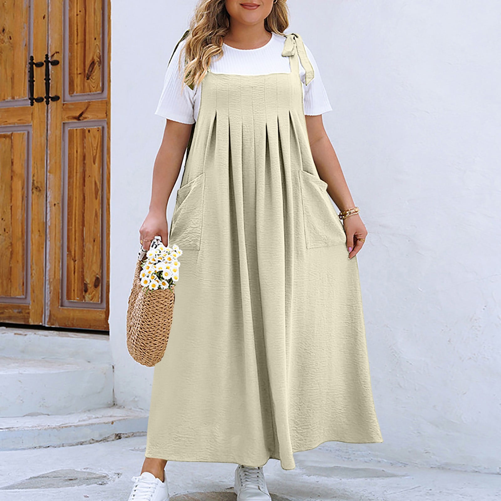 Beige Maxi Dress, Plus Size Pinafore Dress, Loose Kaftan Dress, Plus Size Maxi outlet Dress, Winter Women Dress, Long Sleeve Dress HOLLY - DR0090CA