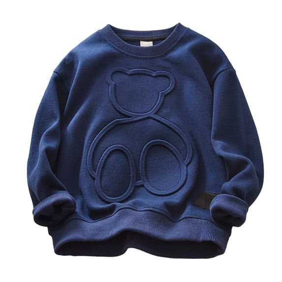 PFWOWB Kids Embossed Animal Graphic Crewneck Sweatshirt with Raised Texture (Navy,7-8Years)