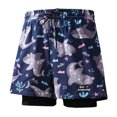 thumbnail image 1 of PFWOWB Mens Board Shorts with Compression Liner Solid Black Swim Trunks Drawstring Beachwear, 1 of 4