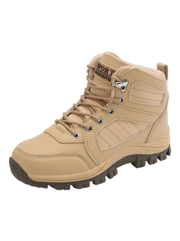 Women's High Top Hiking Boots with Lace Up Front, Padded Collar and Rugged Lug Sole (Yellow,6)